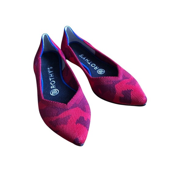 Rothys Red Camo The Point Flats Shoes Womens 6.5 Rare Pointed Ballet Camouflage - Picture 3 of 7